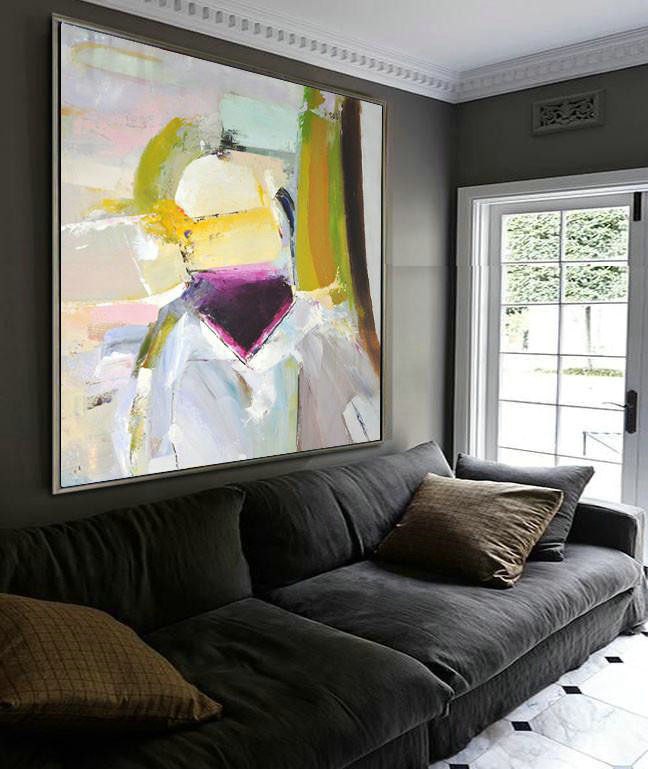 Large Contemporary Art Acrylic Painting,Oversized Palette Knife Painting Contemporary Art On Canvas,Canvas Paintings For Sale,Yellow,Pink,Grey,Black.etc